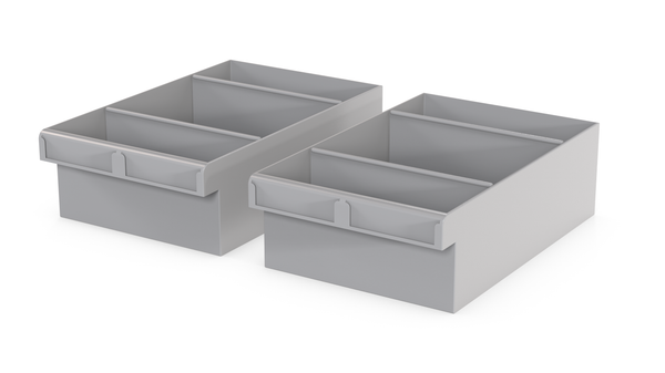 RP200/2 - Medium Gray Plastic Bin x 2
