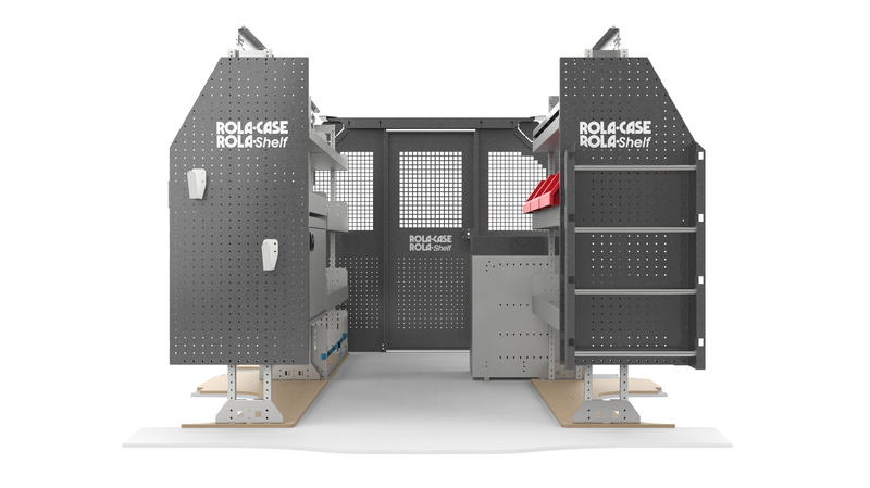 Chevy Express 155" WB Electrical Bin Package with Partition Kit Front View