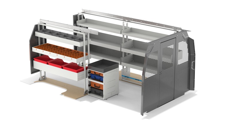 Chevy Express 155" WB Service Bin Package with Partition Kit Rear View