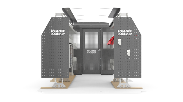 RSLRFSP-FTL130 Ford Transit 130" Low Roof Service Bin Package Front View