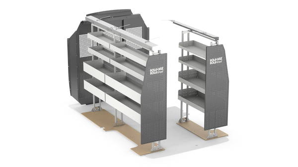 Ford Transit 130" WB Mid Roof Basic Bin Package Kit Passenger View